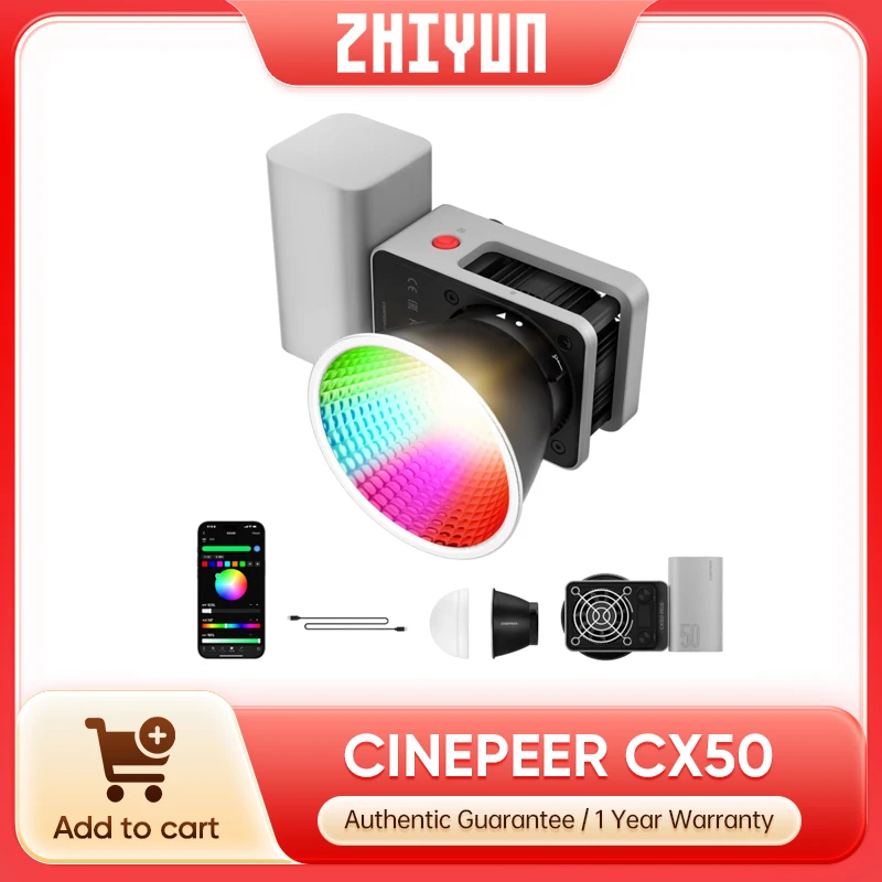 ضوء فيديو Zhiyun CINEPEER CX50 - مراجعة Photography Lighting Kit Portable وسعره