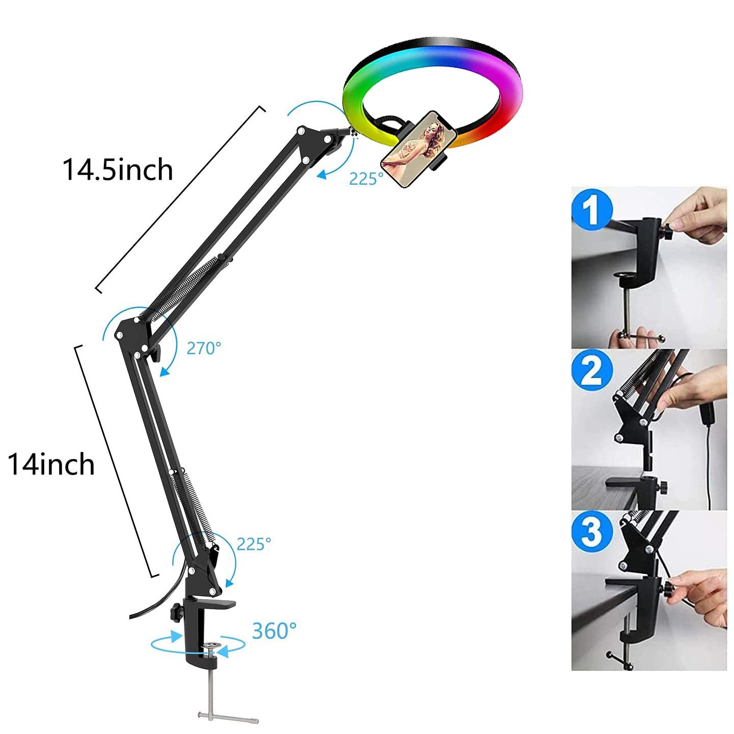 إضاءة حلقية للسيلفي RGB بقطر 2 - مراجعة Photography Mobile Lighting وسعره