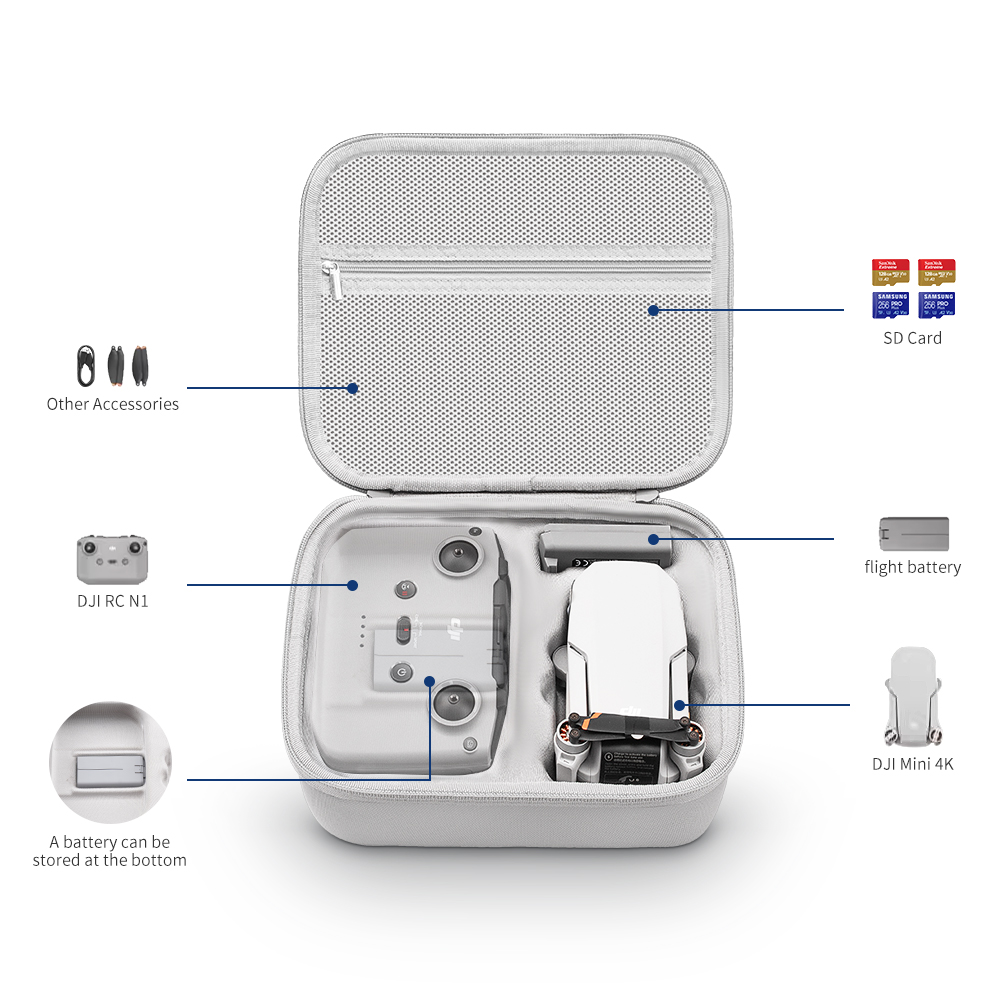 XFJI حقيبة التخزين واقية حمل ح - مراجعة Dji Drone Mini 4 Pro وسعره