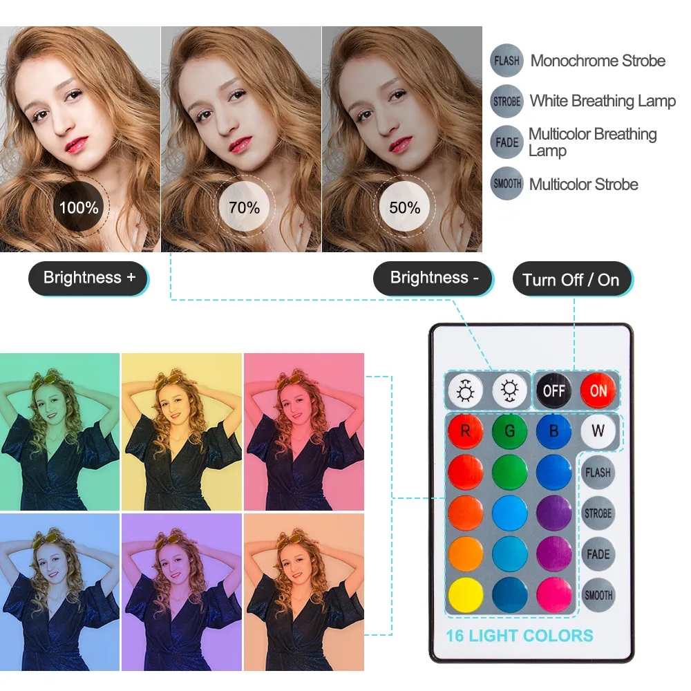 ضوء حلقي RGB مقاس 10 بوصات مع  - مراجعة Photography Lighting Description وسعره