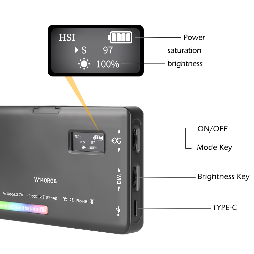 SH W140 LED RGB الفيديو الضوئي - مراجعة Photography Lighting Description وسعره