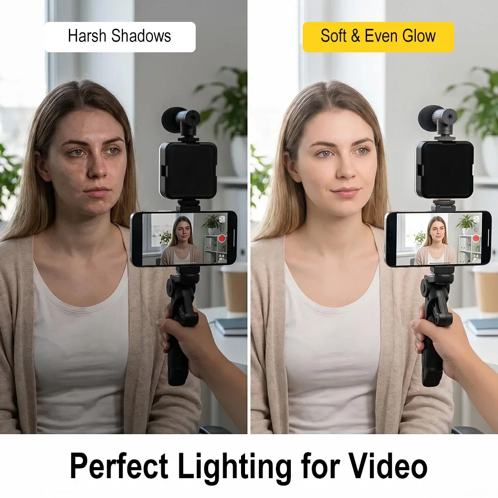 طقم إضاءة فيديو LED للهواتف ال - مراجعة Photography Lighting Kit Portable وسعره